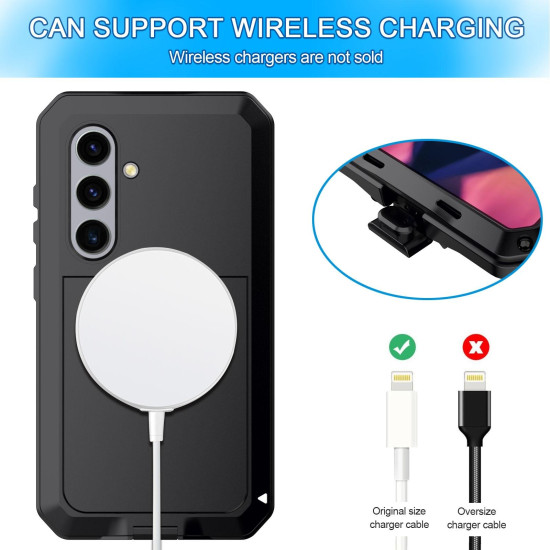 For Samsung Galaxy S24+ 5G Shockproof Life Waterproof Silicone + Zinc Alloy Phone Case(Black)