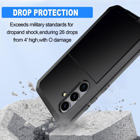 For Samsung Galaxy S24+ 5G Shockproof Life Waterproof Silicone + Zinc Alloy Phone Case(Black)