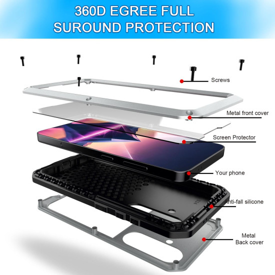 For Samsung Galaxy S24+ 5G Shockproof Life Waterproof Silicone + Zinc Alloy Phone Case(Silver)