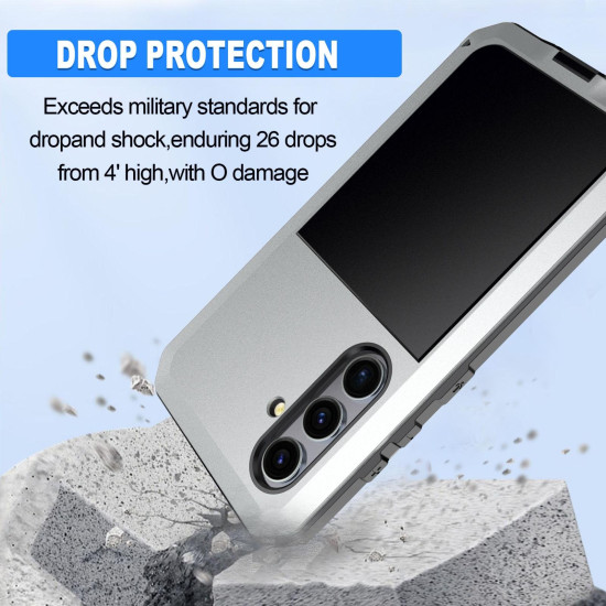 For Samsung Galaxy S24+ 5G Shockproof Life Waterproof Silicone + Zinc Alloy Phone Case(Silver)
