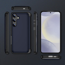 For Samsung Galaxy S23 5G 3 in 1 Flip Holder Phone Case(Royal Blue)