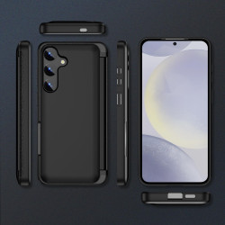 For Samsung Galaxy S24+ 5G 3 in 1 Flip Holder Phone Case(Black)