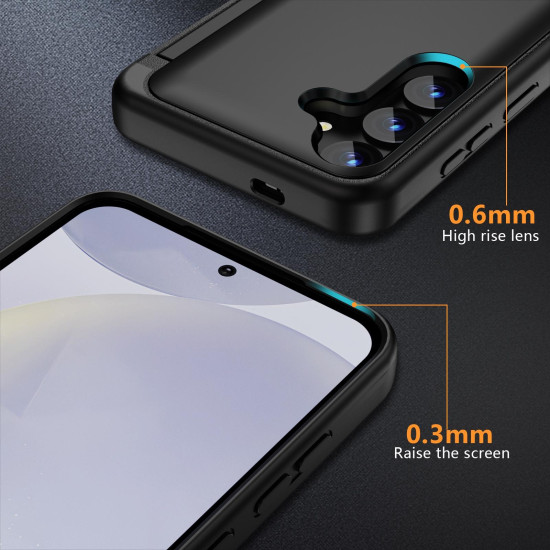 For Samsung Galaxy S24+ 5G 3 in 1 Flip Holder Phone Case(Black)