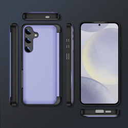 For Samsung Galaxy S24+ 5G 3 in 1 Flip Holder Phone Case(Light Purple)