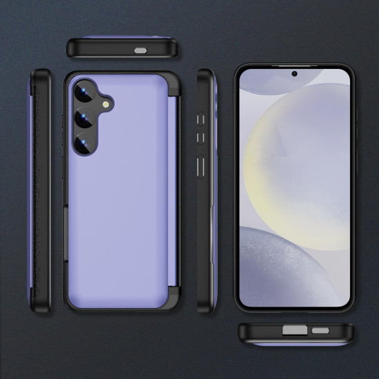 For Samsung Galaxy S24+ 5G 3 in 1 Flip Holder Phone Case(Light Purple)