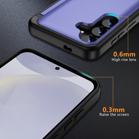 For Samsung Galaxy S24+ 5G 3 in 1 Flip Holder Phone Case(Light Purple)