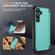 For Samsung Galaxy S24+ 5G 3 in 1 Flip Holder Phone Case(Cyan)