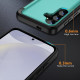 For Samsung Galaxy S24+ 5G 3 in 1 Flip Holder Phone Case(Cyan)