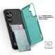 For Samsung Galaxy S24+ 5G 3 in 1 Flip Holder Phone Case(Cyan)