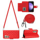 For Samsung Galaxy S24+ 5G Rhombic Texture Flip Leather Phone Case with Long Lanyard(Red)