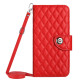 For Samsung Galaxy S24+ 5G Rhombic Texture Flip Leather Phone Case with Long Lanyard(Red)