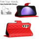 For Samsung Galaxy S24+ 5G Rhombic Texture Flip Leather Phone Case with Long Lanyard(Red)
