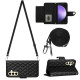 For Samsung Galaxy S24+ 5G Rhombic Texture Flip Leather Phone Case with Long Lanyard(Black)