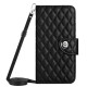 For Samsung Galaxy S24+ 5G Rhombic Texture Flip Leather Phone Case with Long Lanyard(Black)