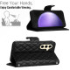 For Samsung Galaxy S24+ 5G Rhombic Texture Flip Leather Phone Case with Long Lanyard(Black)