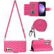 For Samsung Galaxy S24+ 5G Rhombic Texture Flip Leather Phone Case with Long Lanyard(Rose Red)