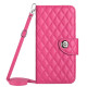 For Samsung Galaxy S24+ 5G Rhombic Texture Flip Leather Phone Case with Long Lanyard(Rose Red)