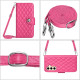 For Samsung Galaxy S24+ 5G Rhombic Texture Flip Leather Phone Case with Long Lanyard(Rose Red)