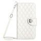 For Samsung Galaxy S24+ 5G Rhombic Texture Flip Leather Phone Case with Long Lanyard(White)