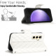 For Samsung Galaxy S24+ 5G Rhombic Texture Flip Leather Phone Case with Long Lanyard(White)