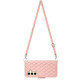 For Samsung Galaxy S24+ 5G Rhombic Texture Flip Leather Phone Case with Long Lanyard(Coral Pink)