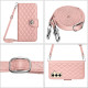 For Samsung Galaxy S24+ 5G Rhombic Texture Flip Leather Phone Case with Long Lanyard(Coral Pink)