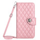 For Samsung Galaxy S24+ 5G Rhombic Texture Flip Leather Phone Case with Long Lanyard(Pink)