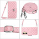 For Samsung Galaxy S24+ 5G Rhombic Texture Flip Leather Phone Case with Long Lanyard(Pink)