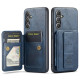 For Samsung Galaxy S24+ 5G Fierre Shann Oil Wax Cow Leather Card Holder Back Phone Case(Blue)