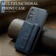 For Samsung Galaxy S24+ 5G Fierre Shann Oil Wax Cow Leather Card Holder Back Phone Case(Blue)