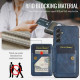 For Samsung Galaxy S24+ 5G Fierre Shann Oil Wax Cow Leather Card Holder Back Phone Case(Blue)