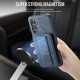 For Samsung Galaxy S24+ 5G Fierre Shann Oil Wax Cow Leather Card Holder Back Phone Case(Blue)