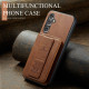 For Samsung Galaxy S24+ 5G Fierre Shann Oil Wax Cow Leather Card Holder Back Phone Case(Brown)