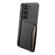 For Samsung Galaxy S23 5G Calf Texture Card Bag Design Full Coverage Phone Case(Black)