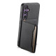 For Samsung Galaxy S24+ 5G Calf Texture Card Bag Design Full Coverage Phone Case(Black)