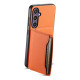 For Samsung Galaxy S24+ 5G Calf Texture Card Bag Design Full Coverage Phone Case(Orange)
