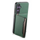 For Samsung Galaxy S24+ 5G Calf Texture Card Bag Design Full Coverage Phone Case(Green)