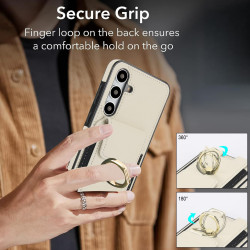 For Samsung Galaxy S24+ 5G Elastic Card Bag Ring Holder Phone Case(White)