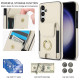 For Samsung Galaxy S24+ 5G Elastic Card Bag Ring Holder Phone Case(White)