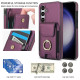 For Samsung Galaxy S24+ 5G Elastic Card Bag Ring Holder Phone Case(Purple)