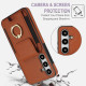 For Samsung Galaxy S24+ 5G Elastic Card Bag Ring Holder Phone Case(Brown)