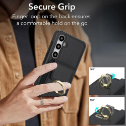 For Samsung Galaxy S24+ 5G Elastic Card Bag Ring Holder Phone Case(Black)