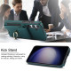 For Samsung Galaxy S24+ 5G Elastic Card Bag Ring Holder Phone Case(Dark Green)
