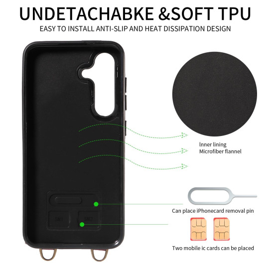 For Samsung Galaxy S24+ 5G Crossbodys Wallet Bag Ring Holder Leather Phone Case(Black)