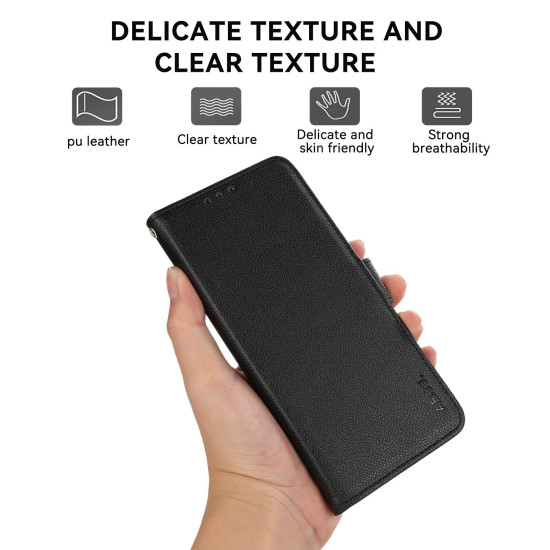For Samsung Galaxy S23 5G ABEEL Side-Magnetic Litchi Pattern Leather RFID Phone Case(Black)