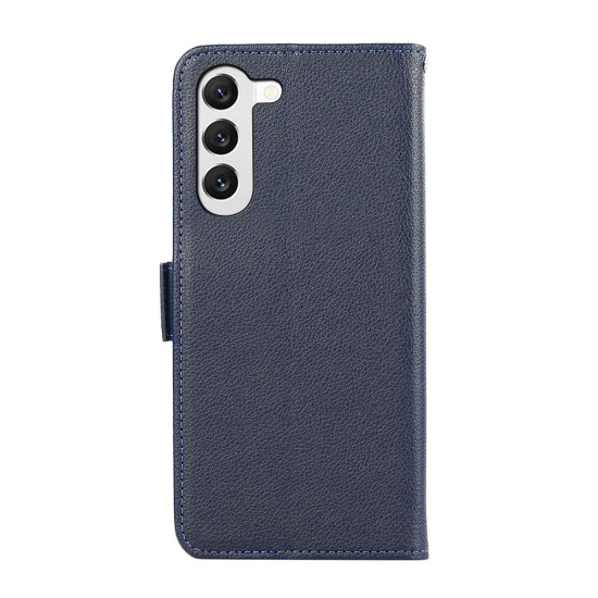 For Samsung Galaxy S23 5G ABEEL Side-Magnetic Litchi Pattern Leather RFID Phone Case(Blue)