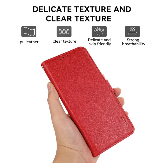 For Samsung Galaxy S24+ 5G ABEEL Side-Magnetic Litchi Pattern Leather RFID Phone Case(Red)
