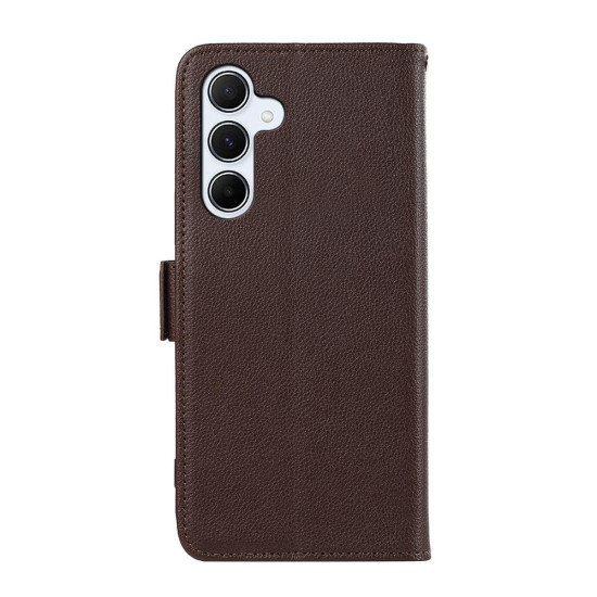 For Samsung Galaxy S24+ 5G ABEEL Side-Magnetic Litchi Pattern Leather RFID Phone Case(Brown)