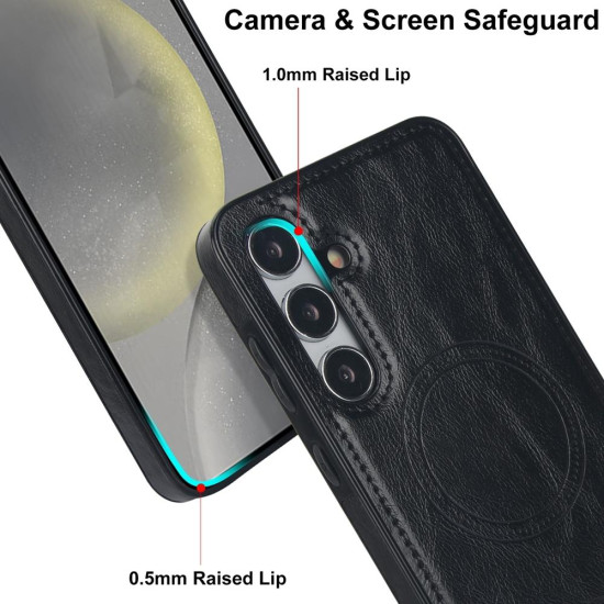 For Samsung Galaxy S24+ 5G Retro Leather Invisible Stand MagSafe Phone Case(Black)