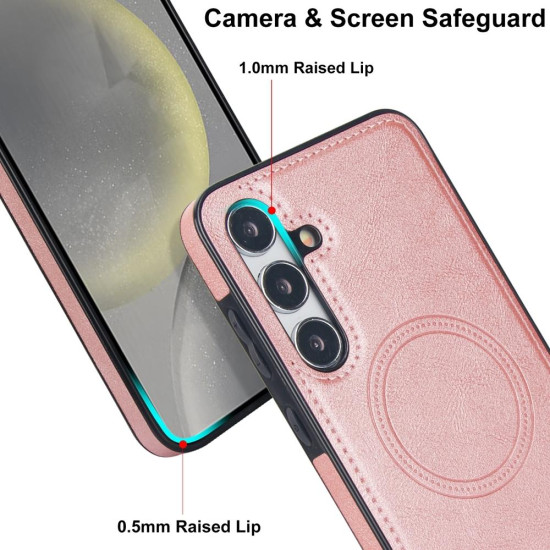 For Samsung Galaxy S24+ 5G Retro Leather Invisible Stand MagSafe Phone Case(Rose Gold)